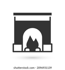 Grey Interior fireplace icon isolated on white background.  Vector