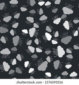 Grey Internet of things icon isolated seamless pattern on black background. Cloud computing design concept. Digital network connection.  Vector Illustration