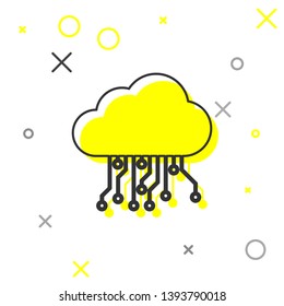 Grey Internet of things line icon isolated on white background. Cloud computing design concept. Digital network connection. Vector Illustration