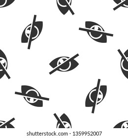 Grey Invisible or hide icon isolated seamless pattern on white background. Vector Illustration