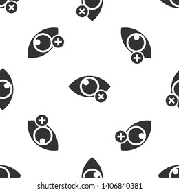 Grey Invisible or hide icon isolated seamless pattern on white background. Vector Illustration
