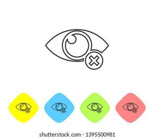 Grey Invisible or hide line icon isolated on white background. Set icon in color rhombus buttons. Vector Illustration