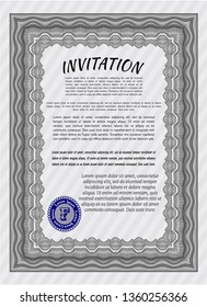Grey Invitation. Artistry design. Customizable, Easy to edit and change colors. Printer friendly. 