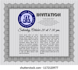 Grey Invitation. Artistry design. Vector illustration. With background. 