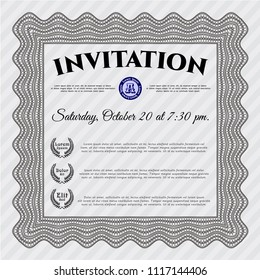 Grey Invitation. With background. Lovely design. Vector illustration. 