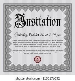 Grey Invitation. With background. Money Pattern design. Detailed. 