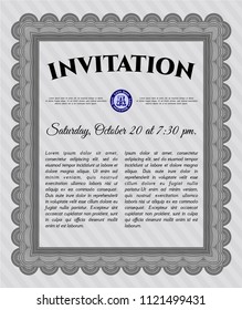 Grey Invitation. Beauty design. Detailed. With linear background. 