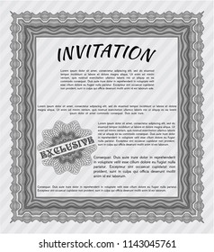 Grey Invitation. Beauty design. Printer friendly. Detailed. 