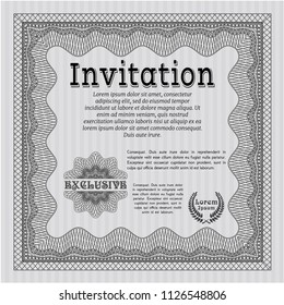 Grey Invitation. Beauty design. Vector illustration. Easy to print. 