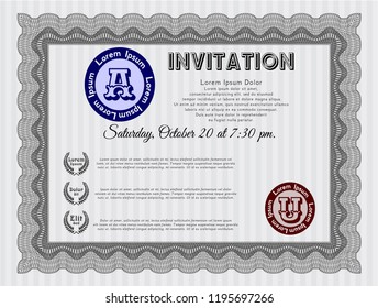 Grey Invitation. Beauty design. Vector illustration. Complex background. 