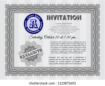 Grey Invitation. With complex background. Customizable, Easy to edit and change colors. Retro design. 