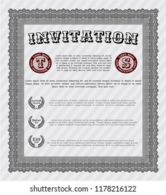 Grey Invitation. Complex background. Detailed. Perfect design. 