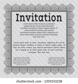 Grey Invitation. With complex background. Detailed. Modern design. 