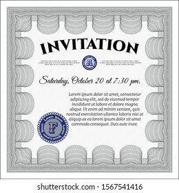 Grey Invitation. With complex background. Money Pattern. Detailed. 