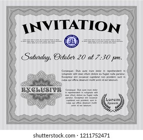 Grey Invitation. With complex background. Retro design. Customizable, Easy to edit and change colors. 