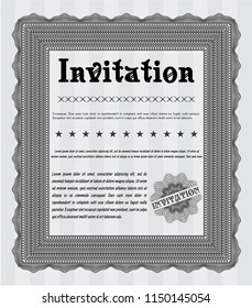 Grey Invitation. With complex linear background. Cordial design. Detailed. 