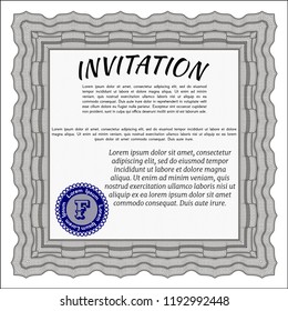 Grey Invitation. With complex linear background. Customizable, Easy to edit and change colors. Cordial design. 