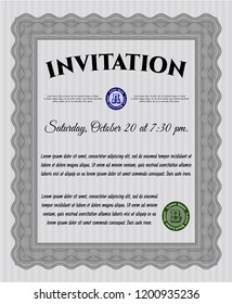 Grey Invitation. With complex linear background. Customizable, Easy to edit and change colors. Excellent design. 