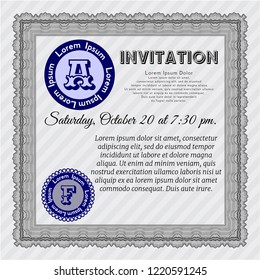 Grey Invitation. With complex linear background. Beauty design. Vector illustration. 