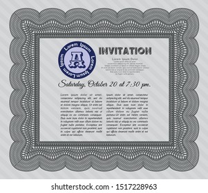 Grey Invitation. With complex linear background. Customizable, Easy to edit and change colors. Money Pattern design. 