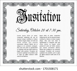 Grey Invitation. With complex linear background. Detailed. Perfect design. 