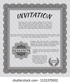 Grey Invitation. Cordial design. Customizable, Easy to edit and change colors. With background. 