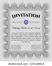 Grey Invitation. Cordial design. Vector illustration. Printer friendly. 