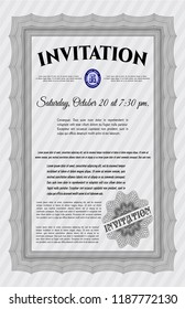 Grey Invitation. Customizable, Easy to edit and change colors. With great quality guilloche pattern. Excellent design. 