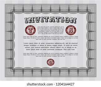Grey Invitation. Customizable, Easy to edit and change colors. With guilloche pattern and background. Nice design. 