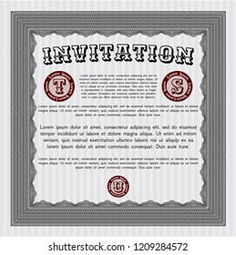 Grey Invitation. Customizable, Easy to edit and change colors. With complex linear background. Money design. 