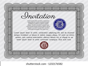 Grey Invitation. Customizable, Easy to edit and change colors. With great quality guilloche pattern. Money Pattern design. 