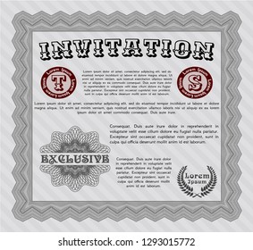 Grey Invitation. Customizable, Easy to edit and change colors. With complex linear background. Lovely design. 