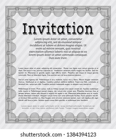 Grey Invitation. Customizable, Easy to edit and change colors. With guilloche pattern. Artistry design. 