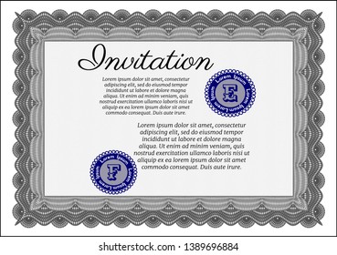 Grey Invitation. Customizable, Easy to edit and change colors. Complex background. Sophisticated design. 