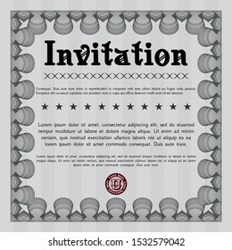 Grey Invitation. Customizable, Easy to edit and change colors. With linear background. Good design. 