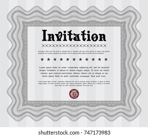 Grey Invitation. Customizable, Easy to edit and change colors. With linear background. Money Pattern design. 