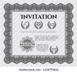 Grey Invitation. Detailed. With complex background. Excellent design. 