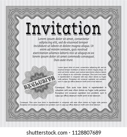 Grey Invitation. Detailed. With complex background. Money style design. 