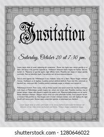 Grey Invitation. Detailed. With complex background. Money Pattern design. 