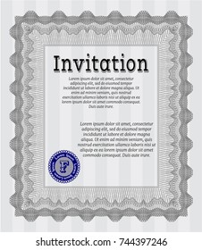 Grey Invitation. Detailed. With complex background. Beauty design. 