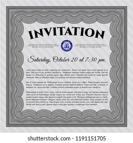 Grey Invitation. Detailed. With complex linear background. Nice design. 
