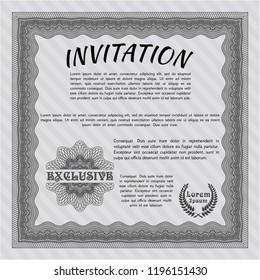 Grey Invitation. Detailed. Easy to print. Perfect design. 