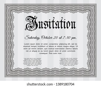 Grey Invitation. Detailed. With linear background. Good design. 