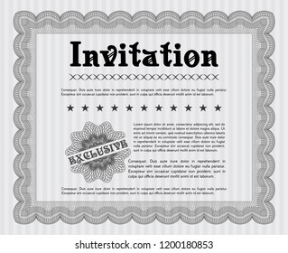 Grey Invitation. Detailed. Printer friendly. Beauty design. 