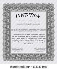 Grey Invitation. Easy to print. Artistry design. Detailed. 