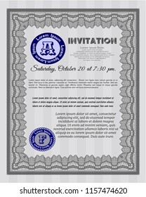 Grey Invitation. Easy to print. Cordial design. Vector illustration. 