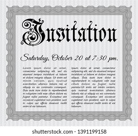 Grey Invitation. Easy to print. Detailed. Cordial design. 