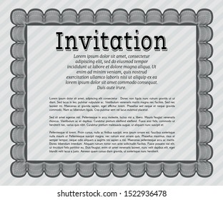 Grey Invitation. Easy to print. Money style design. Vector illustration. 