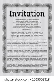 Grey Invitation. Easy to print. Retro design. Detailed. 