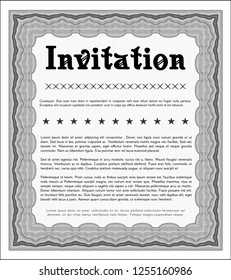 Grey Invitation. Elegant design. Customizable, Easy to edit and change colors. With complex linear background. 